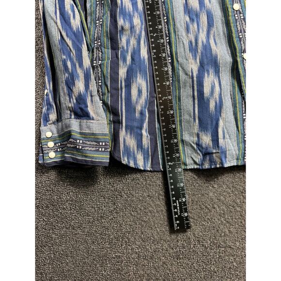 Polo Ralph Lauren Shirt Mens XL Blue Green Ikat Stripe Button Up Western Casual - Picture 7 of 8